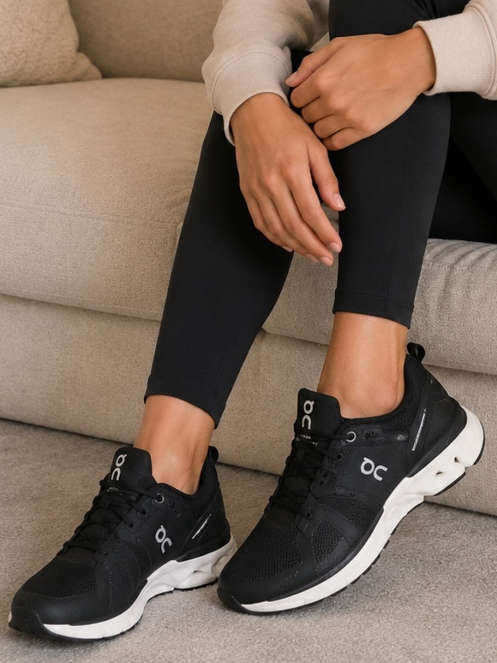 On Running Black and White Women's Running Shoes
